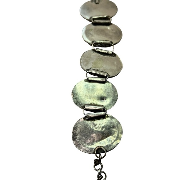 Vintage Multi Color Oval Cabochon Agate Stone Link Bracelet - Picture 8 of 10